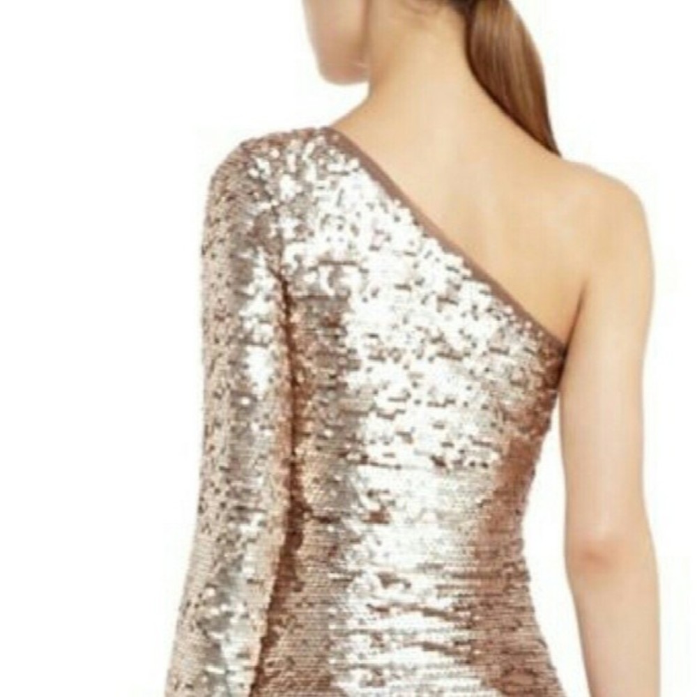 BCBG MAXAZRIA TOP SEQUINED ONE SLEEVE BLOUSE SMALL WOMENS S